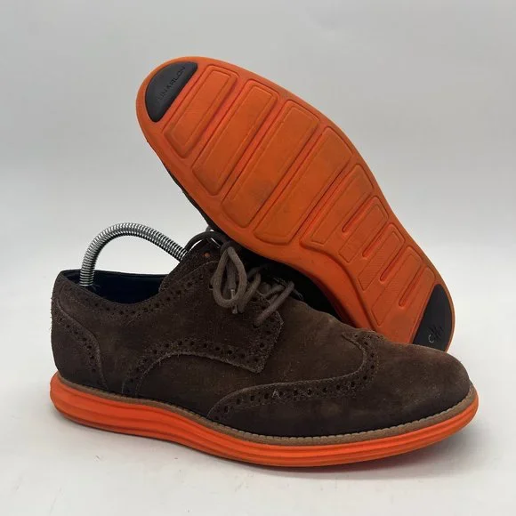 Cole Haan Brown Suede Wingtip Oxfords with Orange Laces Vintage Fashion 7.5B Cole Haan Alisa Oxford Loafers, Maple  main image 3